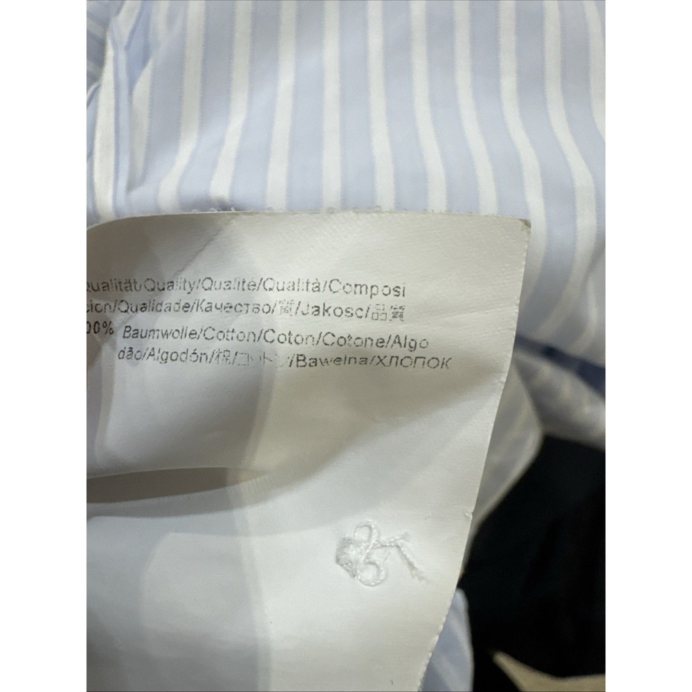 Men's Hugo Boss Blue Stripe Button Down Shirt 100% Cotton Size 16 34/35 2 Ply - Picture 8 of 11